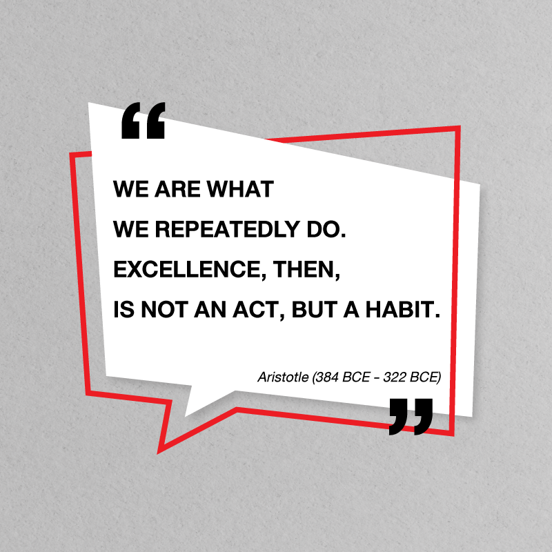 We are what we repeatedly do. Aristotle (384 BCE - 322 BCE)